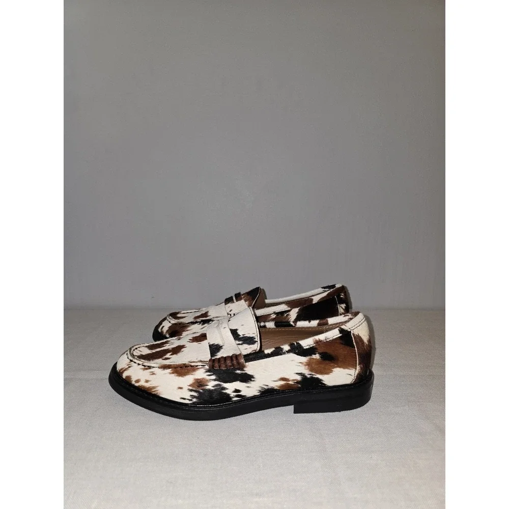 Steve Madden Women's Madison Cow Fur Penny Loafers Chunky Shoes 8.5 M